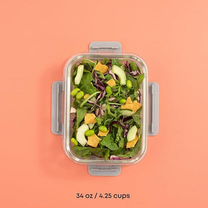JoyJolt Glass Food Storage Containers with Lids. 5 Pack Glass Meal Prep Containers Reusable 35oz Single Compartment Airtight Container Set. Lunch Containers for Adults and Kitchen Storage Containers