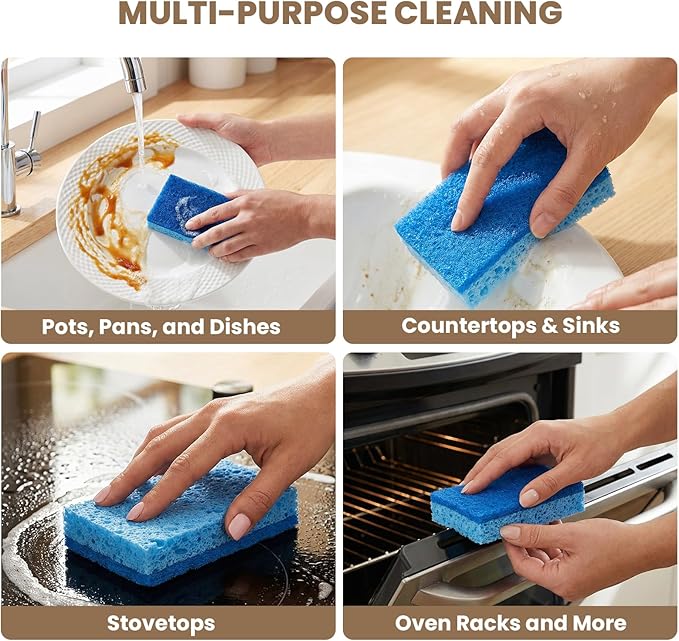 Metflavor Kitchen Sponges, 48 Count, Non-Scratch Scrub Sponge, Dual Sided Cleaning Sponges for Dishes, Kitchen, Bathroom