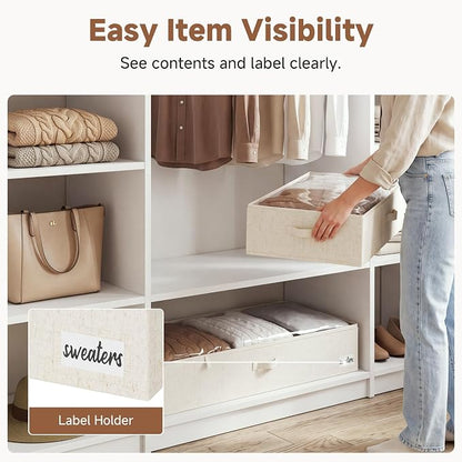 StorageWorks Under Bed Storage Containers - Large Underbed Storage with Handles and Label Holder, 2 Pack Ultra-thick Fabric Underbed Bins, Closet Organizer for Clothes, Blankets, Sweater