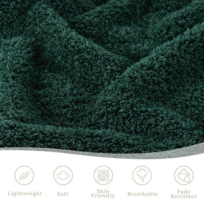Exclusivo Mezcla Fleece Bed Blankets Queen Size, Ultra Soft, Lightweight and Fuzzy Forest Green Blanket for Women, Home Decor, 90x90 Inches