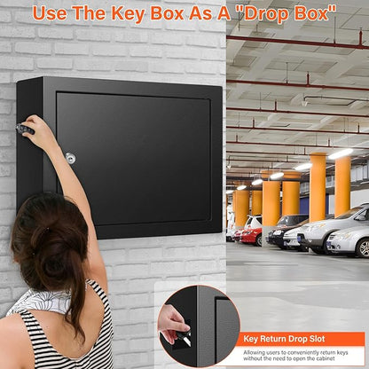50 Keys Key Cabinet, Anti-Theft Key Lock Box with Key Tags, Adjustable Key Organizer Wall Safe for Car Office House Garage Rental Business