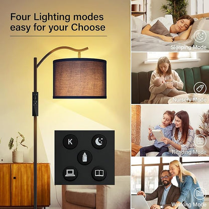 BoostArea Floor Lamp for Living Room,Arc Floor Lamp with Remote Control,Stepless Dimmable Brightness & Colors Temperature 2700k-6500k,Modern Standing Lamp for Bedroom Study Room Office,Blue