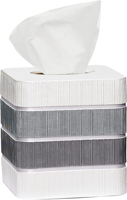 Modern Line Stylish Tissue Box Holder - Modern Classic Luxury Decor with Western Design - Square Tissue Cover for Bathroom, by Zahari Home