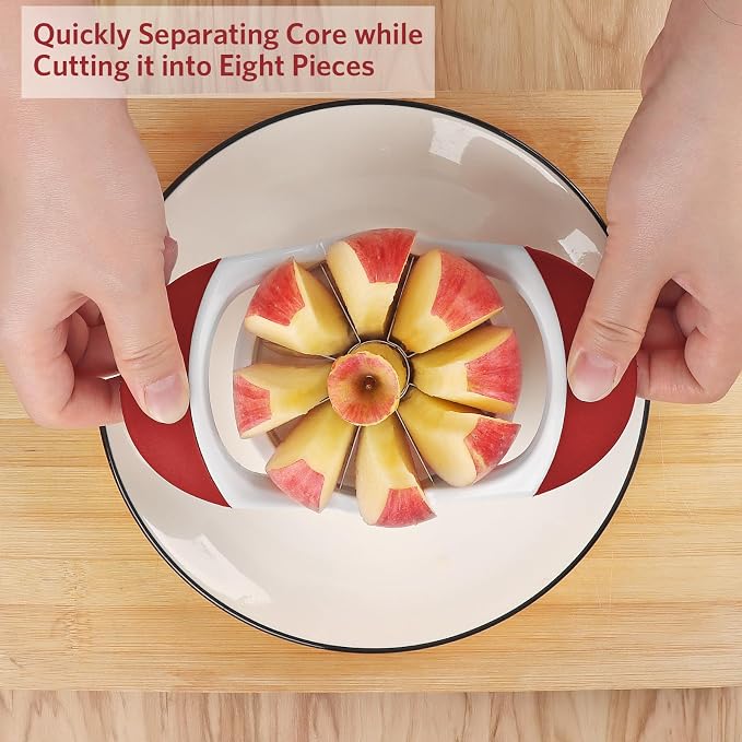 Asdirne Apple Slicer & Corer Set, Apple Cutter and Fruit Slicer with Sharp Stainless Steel Blades and Ergonomic Non-Slip Handles, Ideal for Cutting a Wide Range of Fruits, Red