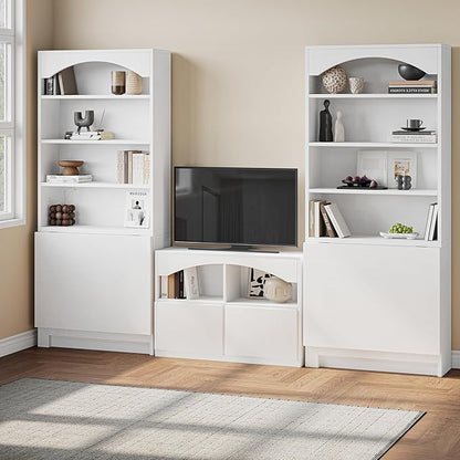 6-Tier Bookshelf with Folding Table, 72.8” Tall Open Storage Bookcase, Large Storage Capacity, Modern Display Shelf for Home Office, Living Room, Bedroom, White