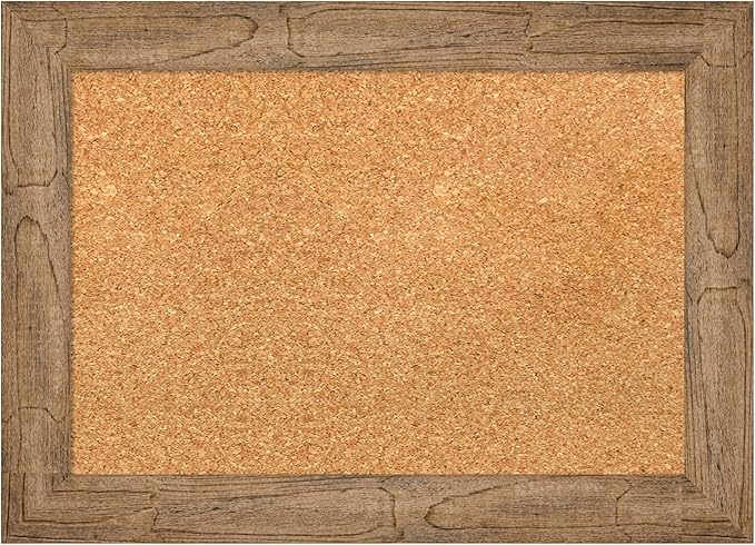 Amanti Art Natural Cork Board for Wall, 16x22 Vision Board with Brown Wood Frame, Small Corkboard Office Decor for Home Organization, Country Rustic Corkboard Pinboard to Display Items for Home