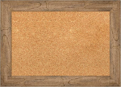 Amanti Art Natural Cork Board for Wall, 16x22 Vision Board with Brown Wood Frame, Small Corkboard Office Decor for Home Organization, Country Rustic Corkboard Pinboard to Display Items for Home