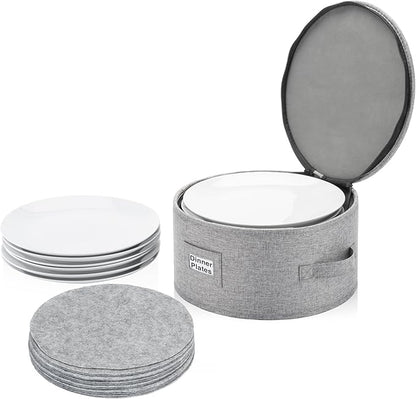 China Storage Container for Dinner Plate - Fit plates up to 11.5" W - Includes 12 Thick Felt Dividers. Hard Shell and Stackable with Padded Interior