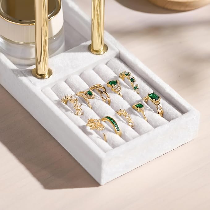 bussdis 2 Tier Bracelet Holder Display - Detachable T Bar White Velvet Bracelet Holder, Jewelry Holder Organizer for Bracelet, Necklace, Earrings, Rings