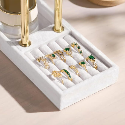bussdis 2 Tier Bracelet Holder Display - Detachable T Bar White Velvet Bracelet Holder, Jewelry Holder Organizer for Bracelet, Necklace, Earrings, Rings