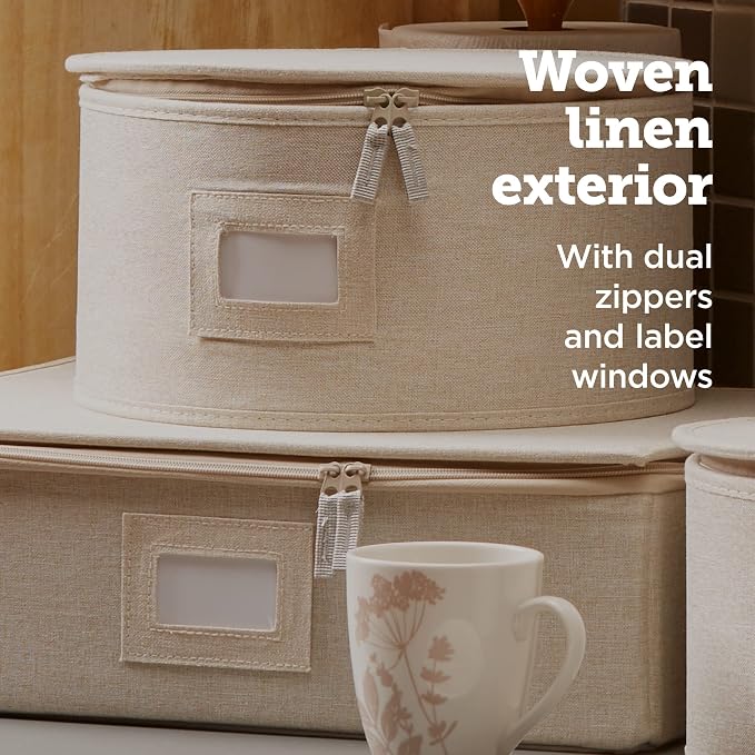 storageLAB China Storage Containers, Containers for Organizing, Hard Shell Case, Felt Plate Dividers, Moving Supplies, Storage Box, Wine, Dishes, Glasses Storage, Charger Plates Storage Containers