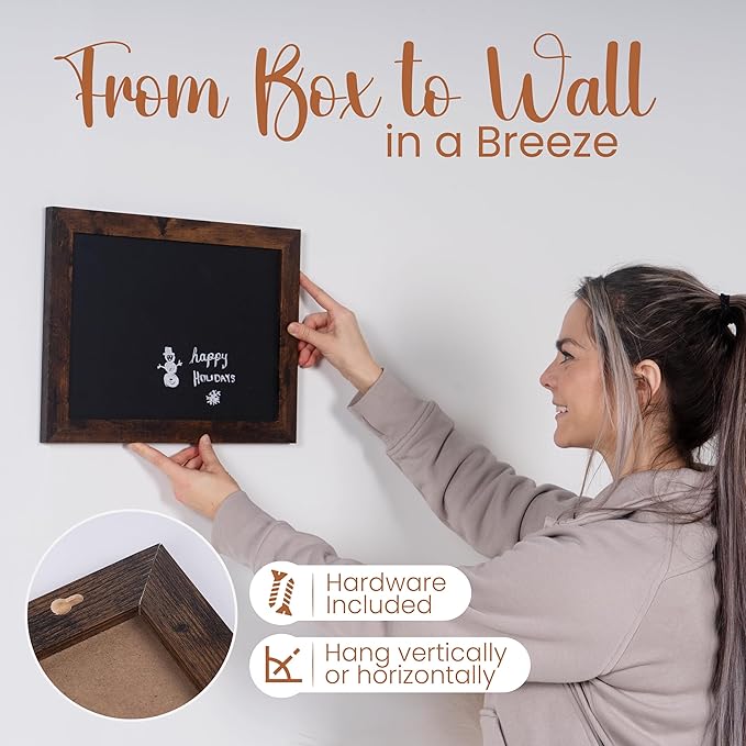 Loddie Doddie Magnetic Chalkboard - 11 x 14 in, Rustic Frame - Easy-to-Erase, Stain-Resistant Chalkboard Calendar for Wall - Magnetic Bulletin Board for Photos & Crafts - Kitchen & Office Menu Board