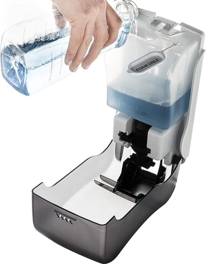 San Jamar Manual Soap Dispenser – 1300 mL Capacity Liquid Dispenser for Bulk Foaming Soaps, Wall Mount, Refillable with Transparent Reservoir Easy Push Bar for Commercial or Office Use, Black Pearl