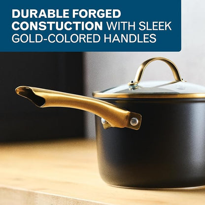 Farberware Forged Induction Ceramic Nonstick Cookware Set, 12-Piece, Black Pots & Pans