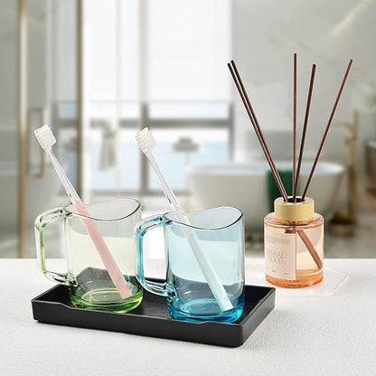 6 Packs Small Black Mini Tray (8 inch x 4 inch) for Serving Accessory, Spa, Coffee, Drinks, Wine, Tea, Bar, Party, Seasoning, Perfume or Display Use.