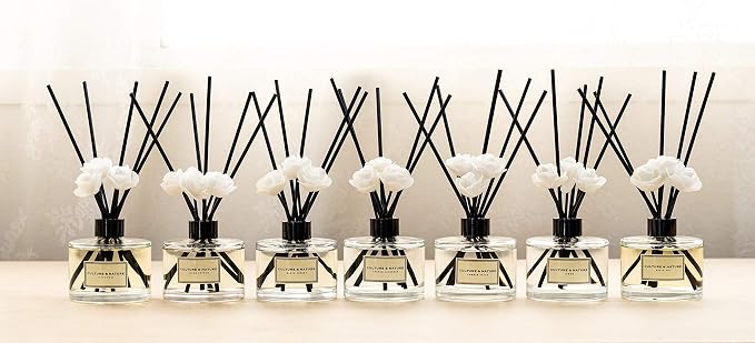 CULTURE & NATURE Reed Diffuser Set 6.7oz (200ml) Magnolia Scented Diffuser with Sticks Home Fragrance Reed Diffuser for Bathroom Shelf Decor