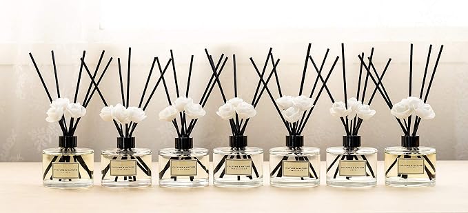 CULTURE & NATURE Reed Diffuser Set 6.7oz (200ml) Floral Bouquet Scented Diffuser with Sticks Home Fragrance Reed Diffuser for Bathroom Shelf Decor