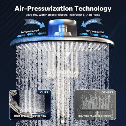 Shower Head with filtered Handheld High Pressure daul Shower Heads with Handheld Spray Combo and 10 Sprays Handheld Shower Head Detachable Shower head Built-in Magnetic Docking and Power Jets Nickel