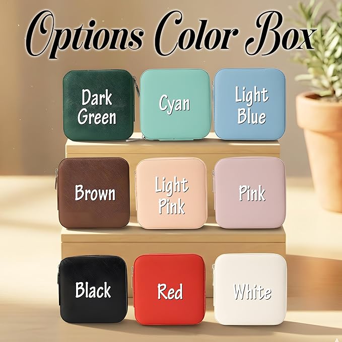 Custom Leather Jewelry Box w/Name & Birth Flower Month - Birthday Gifts for Women, Personalized Jewelry Travel Case - Customized Jewelry Organizer Box, Mom Birthday Gifts