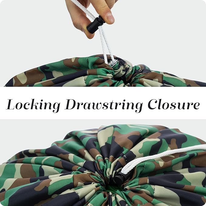 Handy Laundry XL Laundry Bag – Heavy Duty Nylon, 30" x 40", Large Capacity, Locking Drawstring Closure, Machine Washable, Durable Dirty Clothes Bag for Travel, Dorm, College, Storage – Camouflage