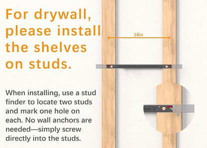 BAYKA Floating Shelves Set of 2, 22.5 inches Black Wall Mounted Shelves for Bathroom, Bedroom, Living Room, Kitchen & Book, Hanging Display Decor Organizer Shelf with 22 lbs Capacity