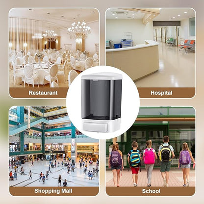 Hushee 4 Pcs Plastic Wall Mounted Soap Dispenser Commercial Manual Soap Containers Wall Dispenser for Kitchen Shower Hotel Liquid Shampoo Gel Chamber(33.8 oz 1000 ml,Black)