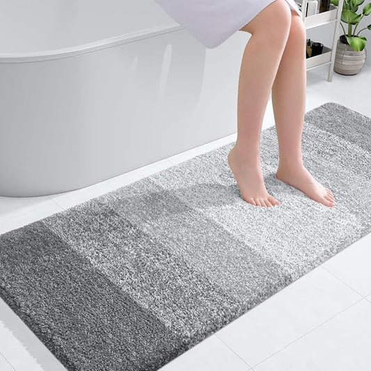 OLANLY Large Bathroom Rugs Mat 54x24, Extra Soft Absorbent Microfiber Bath Rugs, Rubber Backing, Quick Dry, Washable Bath Mats for Bathroom Floor, Tub and Shower, Home Decor Accessories, Light Grey