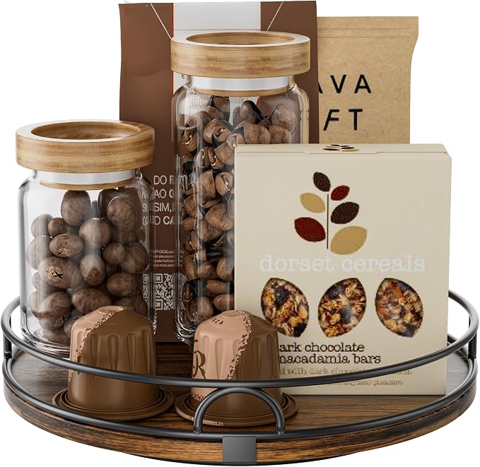 LAMU 11'' Lazy Susan Organizer for Table Top,Wooden Lazy Susan Turntable for Cabinet,Kitchen,Spice Organization,Bathroom Vanity,Rotating Pantry Storage for Table Decor