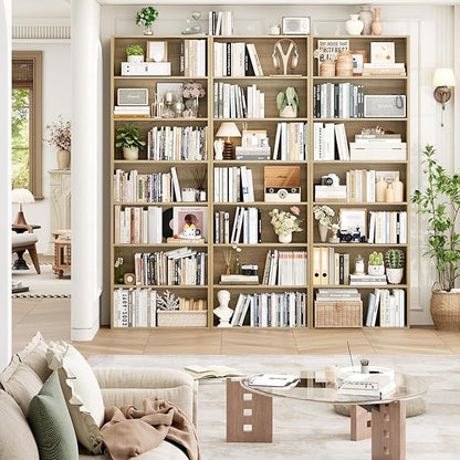 FACBOTALL 82" Tall Bookshelf, 7-Tier Open Shelves Bookcase, Freestanding Display Storage Shelves, Tall Bookcase Home Decor Furniture for Home Office, Living Room, Bedroom, Light Oak