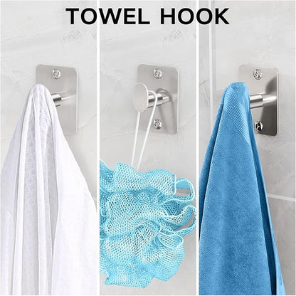 KLJKPA Brushed Nickel Bathroom Accessories Set, 4 Pieces Bathroom Hardware Set, 16 inch Towel Bar, Towel Racks for Bathroom, Robe Towel Hooks, Toilet Paper Holder Wall Mounted
