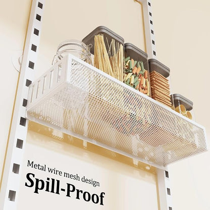 Over the Door Pantry Organizer, 8-Tier Over the Door Spice Rack with Adjustable Baskets, Wall-Mounted or Hanging Shelves for Kitchen, Laundry Room, Bathroom(White, 16.65"W x 5.2"D x 72.6"H)