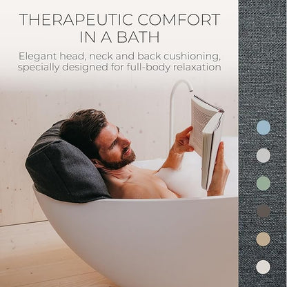 BADESOFA® Luxury Bathtub Pillow L - Large Bath Pillow for Therapeutic Neck and Back Support Quick-Drying - Full Body Bath Tub Cushion - Luxury Spa Cushion in Charcoal