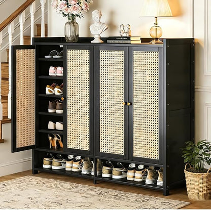 qeknxks7-Tier Bamboo Shoe Cabinet，Shoe Storage Cabinet with Doors, 36-40 Pairs Freestanding Shoes Cabinet Organizer, Large Shoe Cabinet for Entryway, Hallway, Living Room