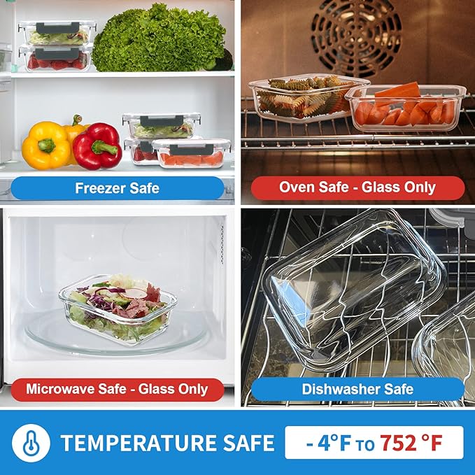GULFLIN Small Glass Food Storage Containers 12 Pack-12oz Glass Containers with Lids for Meal Prep, Food Storage, Freezer to Microwave Safe, Air-Tight, Leak-Proof, Pink Set