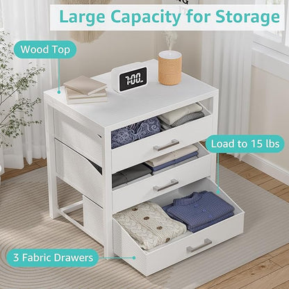 BOLUO Closet Drawers White 3 Drawer Dresser for Closet Organizers and Storage Bedroom Dorm Modern