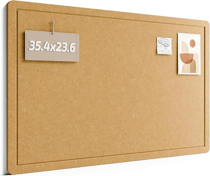 Fluxynara Bulletin Board,35.4" x 23.6" Cork Board Alternative with 12 Safe Removable Adhesive Tabs, Foldable Felt Pin Board for Home Office, Classroom, Bedroom,Entryway for Walls— Mustard Yellow