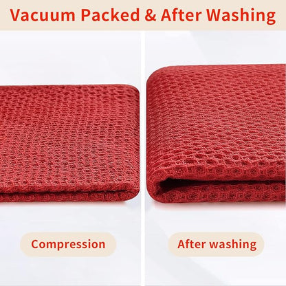 Homaxy 100% Cotton Waffle Weave Kitchen Dish Cloths, Ultra Soft Absorbent Quick Drying Dish Towels, 12 x 12 Inches, 18-Pack, Brick Red
