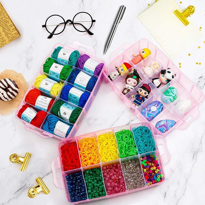 Inscraft 7 Tier Craft Storage Boxes with Compartments, 70 Adjustable Plastic Organiser Storage Boxes for Crafts, Beads, Screw, Washi Tap, Stackable Storage Sorting Box for Toys, Crafts, Art Supplies