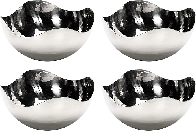 Hosley Set of 4 Silver Finish Metal Bowl 5.75 Inch Diameter, Ideal for Potpourri, LED Candles, Weddings, Special Events, Center Pieces, Craft. Use Decor to Coordinate O3