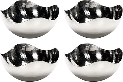 Hosley Set of 4 Silver Finish Metal Bowl 5.75 Inch Diameter, Ideal for Potpourri, LED Candles, Weddings, Special Events, Center Pieces, Craft. Use Decor to Coordinate O3