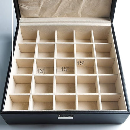 Frebeauty Earring Holder Organizer, 50 Slots Earring Organizer,2 Layer Jewelry Box for Earrings and Necklace,PU Jewelry Organizer,Jewelry Organizers and Storage(Black)