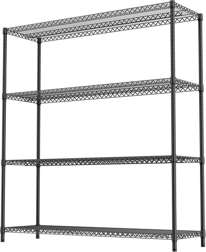 M MZG 4 Tiers Storage Shelves Load 2640LBS, Metal Shelving Wire Metal Shelving Unit Shelves for Storage Adjustable Garage Shelving for Pantry Kitchen Garage Black 17.7" D x 59.1" W x 70.4" H