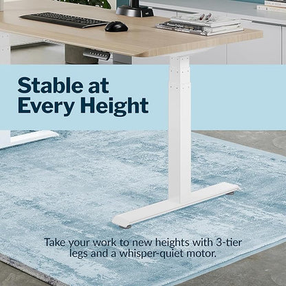 Vari ComfortEdge 72x30 Inch Electric Standing Desk – Height Adjustable Large Office Sit Stand VariDesk with Sloped Edge, Memory Presets, 180 LB Capacity + Tool-Free Assembly (Light Wood)