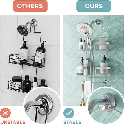 Zenith Expandable Handheld Shower Head/Large Bottle Caddy, Stainless Steel
