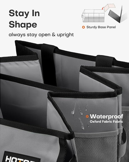 HOTOR Trunk Organizer for Car - Car Organizer, Foldable Trunk organizer for SUVs & Sedans, Sturdy Organization for Car Accessories, Tools, Sundries, Grey, 2 Compartments, 23.6"×14.2"×10.6"
