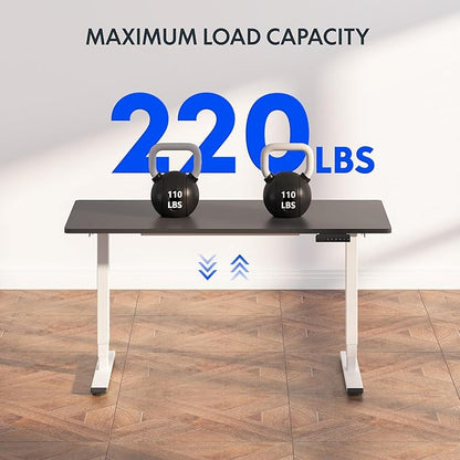 FLEXISPOT E6 3-Stage Dual Motor Electric Standing Desk 48 x 24 Sit Stand Up Desk, Holds 220 lbs, Adjustable Height w/Memory Presets, One-Piece Black Desktop & White Frame, Ships in 2 Boxes