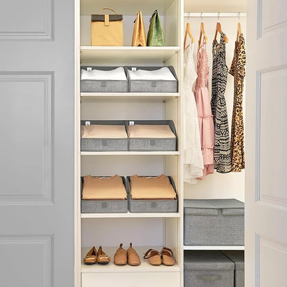 GRANNY SAYS Closet Storage Bins, Clothes Organizer and Storage Bins, Trapezoid Storage Boxes with Handles, Storage Baskets for Shelves, Dark Gray, Medium, 3-Pack