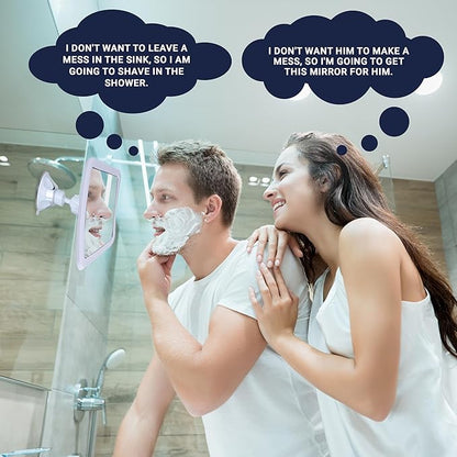 MIRRORVANA Fogless Shower Mirror with 360° Suction Cup - Anti Fog & Mist Free Shatterproof Shaving Mirror for Bathroom - 16cm x 16cm (Pure White)