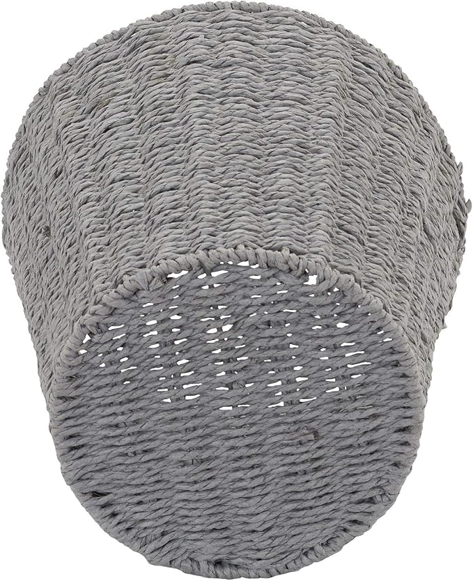 Household Essentials Woven Waste Basket, Gray Paper Rope Waste Bin for Bathroom, Bedroom, Office