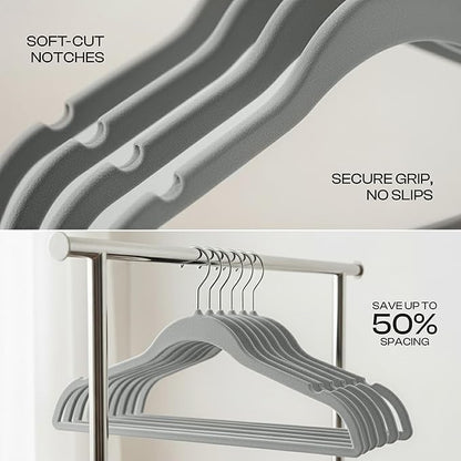 Utopia Home Velvet Hangers 100 Pack - Non-Slip Suit Hangers with 360 Degree Rotatable Hook - for Pants, Coats, Shirts & More (Grey)